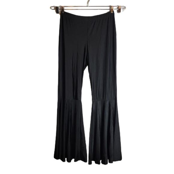 Super Flare Black High Waist Stretch Pants 2XL Shiny Poly Spandex Pants #336 - Picture 1 of 9